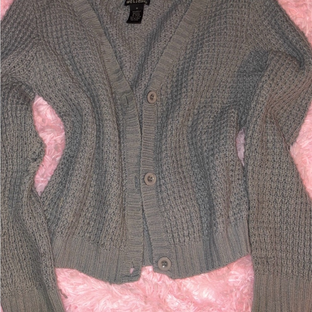 Wet Seal Gray Button-Up Cardigan